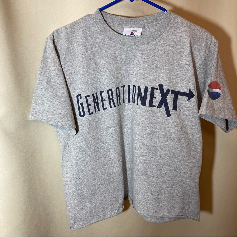 Vtg Pepsi Generation Next Graphic Gray Crop T-Shirt Sz S/M